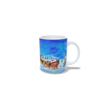 Imagem de Caneca de Cerâmica Natalina, Branca, 325ml, com Decoração de Bolas de Natal em Vermelho, Azul e Verde (17)