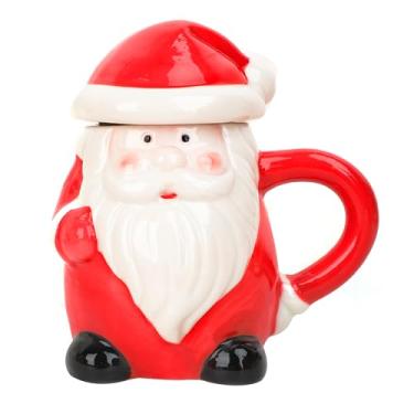 Imagem de Starsouce Caneca de cerâmica de Natal Papai Noel com tampa - 420 ml/402.6 g Novidade Festiva Xícara de Café para Chocolate Quente Leite Bebidas de Férias Bonito Presente de Aniversário de Natal para