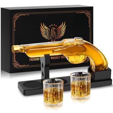 Imagem de Presentes para homens, conjunto de decantador de arma de uísque LUXULISH com formato de pederneira vintage, presente legal de aniversário de Natal para o marido, decoração de caverna masculina