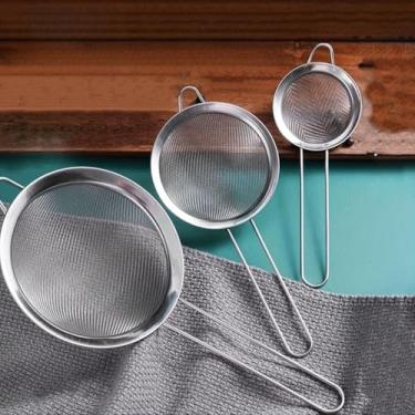 Imagem de 1 coador de malha fina de aço inoxidável, escorredor de grau alimentício para massas, macarrão, frutas, legumes, ideal para entusiastas de cozinha doméstica e culinária (7 cm)
