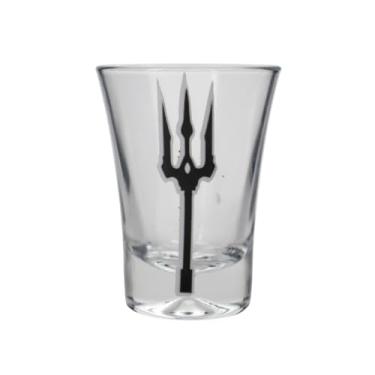 Imagem de Copo Dose Cachaça Exú Tridente Trabalhado Vidro 45 ml