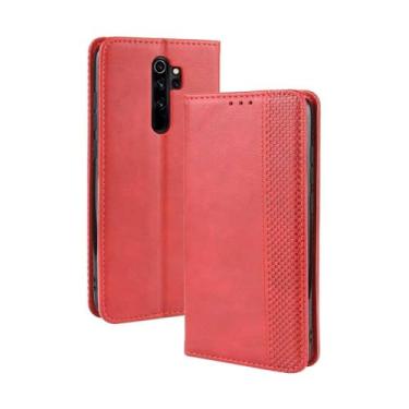 Imagem de Capa para Xiaomi Redmi Note 8 Pro,Retro Flip magnético,Caso de telefone de couro PU,Design de carteira com 3 slots de cartão e 1 clipe de dinheiro -Red