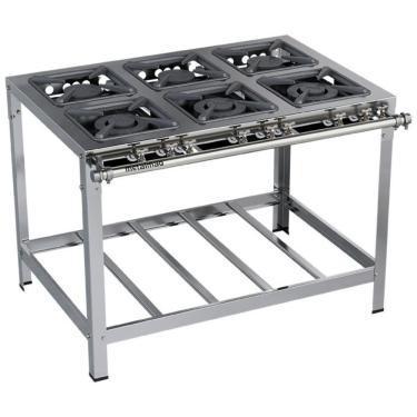 Imagem de Fogão Industrial Stori Premium 6 Bocas 30x30 M15 Aço Inox 430 Metalmaq Fogão Baixa Pressão