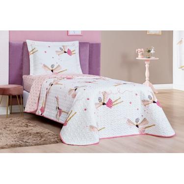 Imagem de Colcha Cobre Leito Bouti Dupla Face Solteiro Infantil Kids 2 Peças - Bailarina