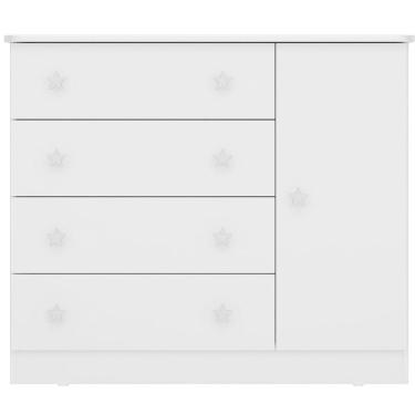 Imagem de Cômoda Sapateira Infantil 1 Porta 4 Gavetas Doce Mel Branco