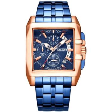 Imagem de Relógio Masculino De Aço Inoxidável Quadrado á Prova D'água Esportivo