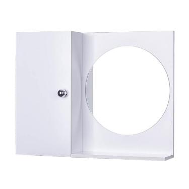 Imagem de Armário para Banheiro com Espelho Redondo Branco