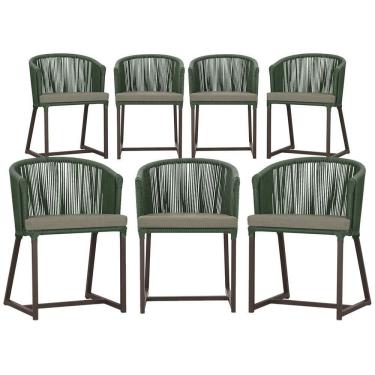 Imagem de 7 Cadeiras De Jantar área Noronha Marrom E8 Trama  Verde