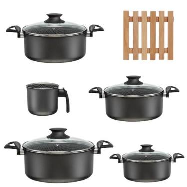 Imagem de Jogo De Panelas 05 Pçs Antiaderentes + 05 Descansos Panela - Marcolar