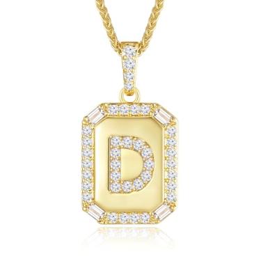 Imagem de Peeshow Colares femininos com inicial de ouro 18 quilates, colar de corrente com pingente de letra delicada, joias femininas de ouro, presentes para mulheres, esposa, mãe, filhas, aniversário