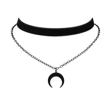 Imagem de Agriajun Gargantilha gótica com pingente de veludo preto para mulheres, colar gótico Y2K, acessórios de vampiro, joias modernas, Aço inoxidável, Sem Pedra Preciosa