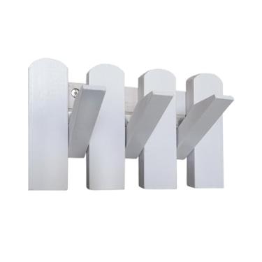 Imagem de Cabide de madeira montado na parede branco com 3 ganchos, design moderno de piano, gancho magnético para parede, suporte de chave que economiza espaço para entrada, quarto, sala de estar