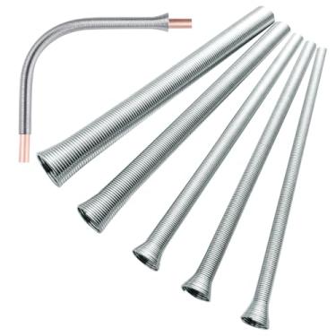 Imagem de Quevaeco Conjunto de dobrador de tubos de mola 5 em 1 ferramenta de dobra de tubo de cobre 1/10.2 cm 5/40.6 cm 3/20.3 cm 1/5.1 cm 5/20.3 cm para linhas de freio e HVAC