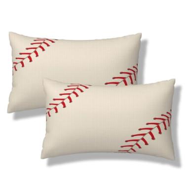 Imagem de VIREOTHIA Conjunto de 2 capas de almofada para lombar de beisebol, 30,5 x 50,8 cm, com tema esportivo, decorativas, bolas retangulares, capas de almofada para decoração de sofá-cama
