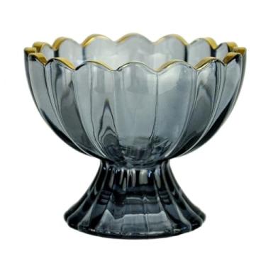 Imagem de Manteigueira Manteigueira de vidro em forma de flor para cozinha, copo de sorvete, prato de sobremesa(Preto)