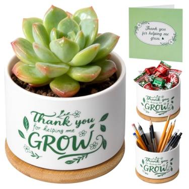 Imagem de T4U Thank You for Helping Me Grow vasos de cactos suculentos presentes de agradecimento ao professor