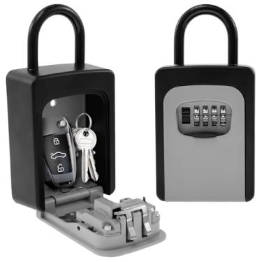 Imagem de Caixa de bloqueio de chave SAFE2 peças, cofre de combinação portátil para chaves externas, combinação de 4 dígitos cofre de chave de liga de alta resistência para casa garagem escritório jardim loja