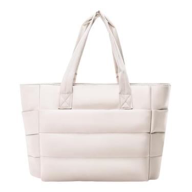 Imagem de Bolsa feminina acolchoada com zíper para trabalho e viagem branca