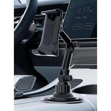 Imagem de Suportes de telefone para o seu carro com braço articulado ajustável, suporte universal de smartphone para suporte de copo de veículo, suporte de telefone rotativo de 360° com navegação de direção e