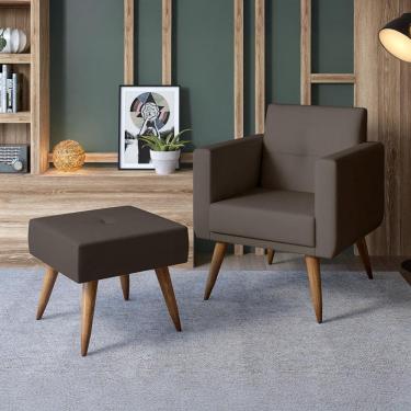Imagem de Conjunto com 1 Poltrona e 1 Puff Pequim Marrom