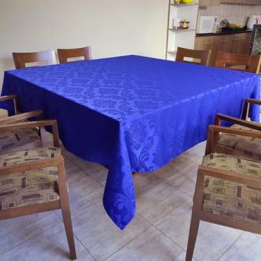 Imagem de Toalha de Mesa Jacquard Quadrada 8 Lugares 220cm x 220cm Toalha Decorativa para Sala de Jantar Toalha de Mesa Elegante para Decoração (Azul)