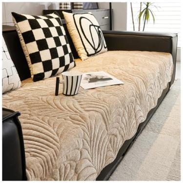 Imagem de SPXMQSS Capas de sofá para sofá, capa de sofá de chenille macia de 1/2/3/4 lugares, universal antiderrapante em forma de L, capas de sofá para sofá seccional F 110 x 110 cm