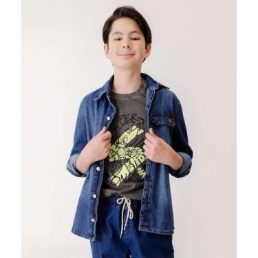 Imagem de Camisa Juvenil Jeans Bolso Tam 10 a 16-88081 - ECXO JEANS, 12, Jeans a