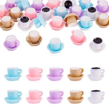 Imagem de Spritewelry Berloques de café de resina 3D fofo imitação de bebida, mini minúsculos pingentes de cappuccino de café para fazer joias, colar faça você mesmo, brinco, pulseira, chaveiro, artesanato