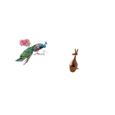 Imagem de Fenteer Adesivo de Parede Retrô em PVC E Estatueta de Animal para Decoração de Sala de Estar, Cozinha, Quarto, Estante E Casa.