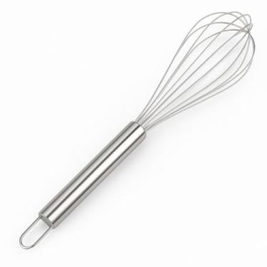 Imagem de Batedor de Claras em Aço Inox 25 cm Para Doces e Salgados Utensílio de Cozinha Fue Fondue Manual Durável Profissional
