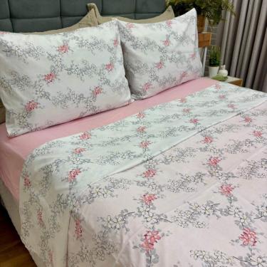 Imagem de Jogo De Cama Casal Bliss Estampado 100% Algodão 180 Fios 4 Peças Mangolia/rosa