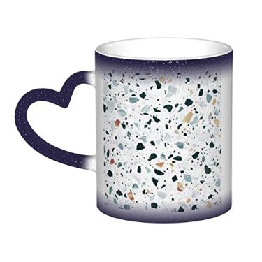 Imagem de Copo de café divertido White Terrazzo, xícara de cerâmica mágica sensível ao calor que muda de cor, 12 Oz, para café/chá/leite/cacau, para adolescente/aniversário/festival/presentes