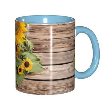 Imagem de Zeraoke Canecas de café criativas com estampa de girassóis, personalizadas, presente para a família, tamanho de 325 ml, unissex