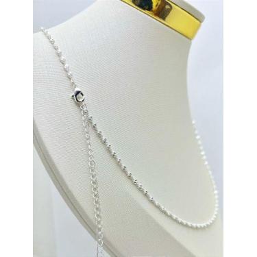 Imagem de Colar Cordão Baiano 40cm com Extensora - Banho Prata 925 Semijoia 50 M