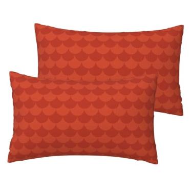 Imagem de Figura de escama de peixe - Conjunto de 2 fronhas de linho sintético macio, capas reversíveis respiráveis para cama e sofá, decoração com zíper oculto