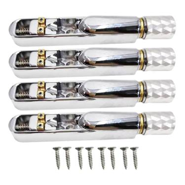 Imagem de TTETTZ Conjunto de Ponte E Cordal para Guitarra Elétrica Sem Headstock, Peças para Ponte de Guitarra, Prático, com Uma única Pestana, Acessórios para Instrum, Prata 4 Cordas