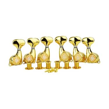 Imagem de Guyker Sintonizadores de trava de guitarra (3L + 3R) – 1:21 Conjunto de chaves de ajuste de corda de trava de substituição para guitarras elétricas, folclóricas ou acústicas estilo ST TL SG LP – Dourado