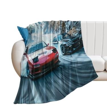 Imagem de HouLaiZhe Cobertor Super Macio Flanela Drift JDM Carro Rx7 Vs R34 Esportes Leve Cobertor de Refrigeração para Sofá-Cama Cadeira Sofá Carro Viagem ao Ar Livre Leve Quente 178 cm x 203 cm