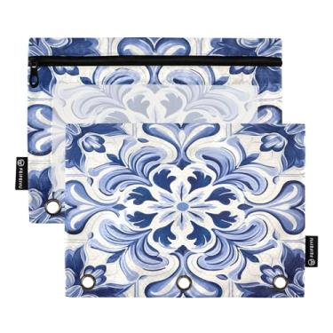 Imagem de Wassud Pacote com 2 pastas de fichário azul e branco com 3 furos, pasta organizadora de arquivos para casa, escritório