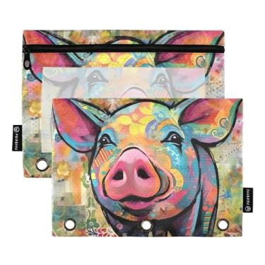 Imagem de Wassud Happy Pig Painting Pacote com 2 Pastas de Fichário Pastas de Bolso com 3 Furos, Pasta Organizadora de Fichários para Casa, Escritório