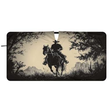 Imagem de CEBUGI Para-brisa de carro dobrável, para-sol, caubói ocidental, persianas, janela de carro, guarda-chuva, para-brisa frontal, para-sol para acessórios de carro, bloqueador solar reflexivo para carro