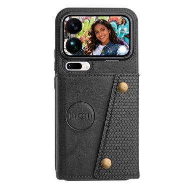 Imagem de FWYANZH Capa de couro para Xiaomi 17 Pro Max/17 Pro/17, capa carteira com suporte para sucção magnética montada no carro, compartimentos para cartões com fecho magnético, capa antiqueda, preta, 17 Pro