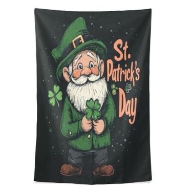 Imagem de STAYTOP Tapeçaria de parede de gnomos fofos do dia de São Patrício, tapeçarias para decoração de casa, dormitório, sala de estar, quarto, tapete de parede (60 × 51 pol.)