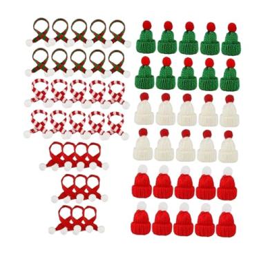 Imagem de IEUDNS Conjunto de Mini Gorro E Cachecol de Tricô para Enfeite de árvore de Natal, Decoração Fofa E Festiva.