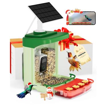 Imagem de Alimentador inteligente de pássaros com câmera alimentada por energia solar 2 em 1 apenas 2,4 G compatível com WiFi, câmera alimentadora de pássaros com IA gratuita vitalícia, 2,5 K, ativada por