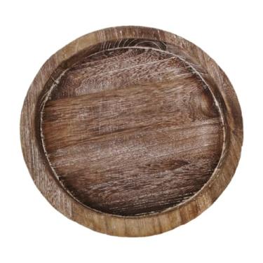 Imagem de Fenteer Bandeja decorativa redonda de madeira para servir alimentos, legumes e esponjas. Ideal para decoração de casa, banheiro e Perfeita para, a