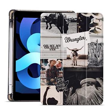 Imagem de MAYCARI Capa Western Cowboy para iPad de 10,2 polegadas 2021/2020/2019, capa vintage country retrô Countrygirl para iPad 9ª/8ª/7ª geração, capa protetora traseira de TPU macio, capa protetora automática para hibernar/despertar