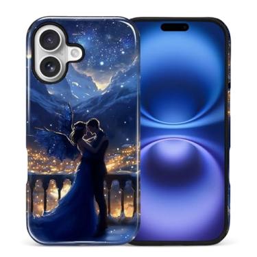 Imagem de ANLUN STORE Capa para iPhone 17, proteção dupla híbrida TPU macio + PC rígido à prova de choque, capa protetora antiarranhões e fina para homens e mulheres - Design de abraço de noite estrelada