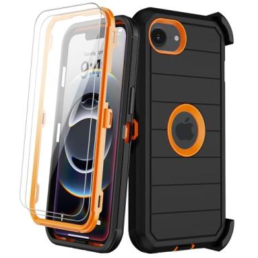 Imagem de KECAI Capa para iPhone 16e com clipe de cinto, protetor de tela X2, resistente à prova de choque, proteção contra quedas, grau militar, 3 camadas, capa de telefone robusta e durável para Apple 16e