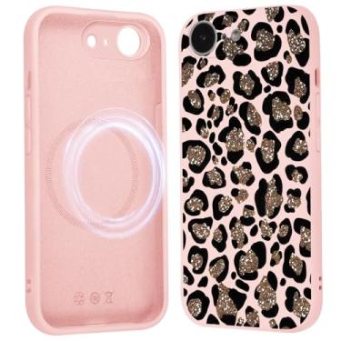 Imagem de FBHGLOA Capa de telefone para iPhone 16e de 6,1 polegadas retrô moderna guepardo, compatível com MagSafe, capa magnética estética com estampa de glitter leopardo capa protetora de TPU macio de